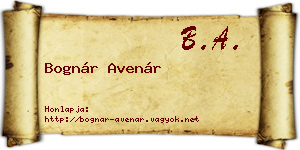 Bognár Avenár névjegykártya